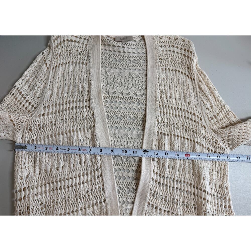 Loft Long Cotton Pointelle Knit Cardigan Womens Size XL Bohemian Festival - Picture 7 of 10